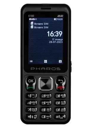 Кнопковий мобільний телефон 2e e182 pharos на 2 sim карти з потужним ліхтариком. колір чорний