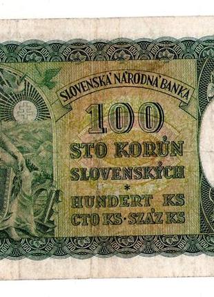 Словаччина 100 крон 1940 рік №1951 фото