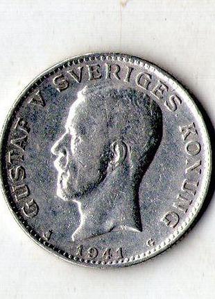 Швеція 1 крона 1941 рік король густав v срібло №478