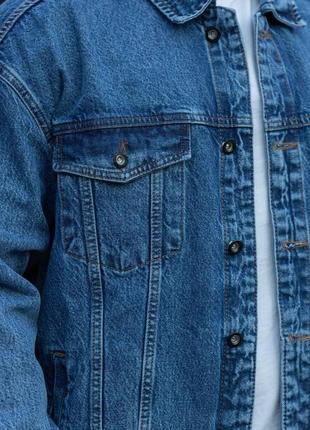 Чоловіча стильна джинсова куртка синя. чоловіча джинсовка на весну/осінь5 фото