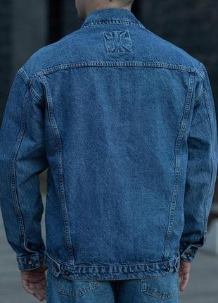 Чоловіча стильна джинсова куртка синя. чоловіча джинсовка на весну/осінь4 фото