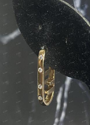 Жіночі сережки-кільця (конго) xuping позолочені з камінням позолота 18к в картонній коробочці