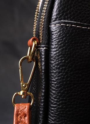 Удобная сумка трапеция для женщин из натуральной кожи vintage 22269 черная9 фото
