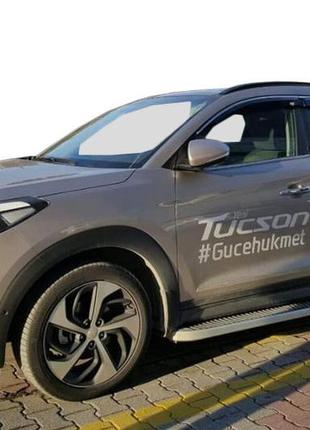 Боковые пороги tayga grey (2 шт., алюминий) для hyundai tucson tl 2016-2021 гг
