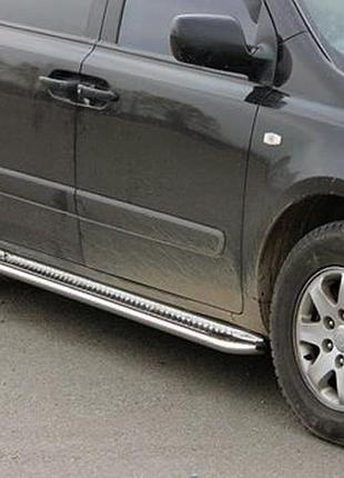 Боковые пороги kb001 (нерж) 42 мм для kia carnival 2002-2013 гг