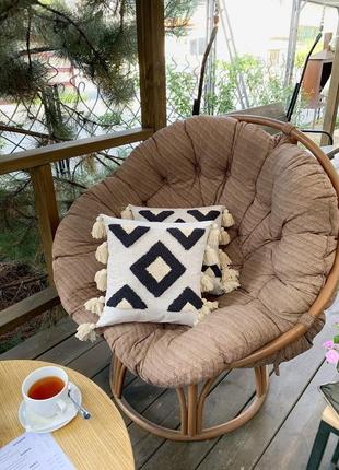 Декоративная стильная подушка ручной работы - натуральный лён5 фото