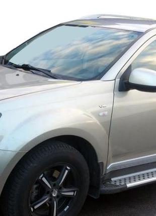Боковые пороги allmond grey (2 шт, алюм.) для mitsubishi outlander 2012-2021 гг