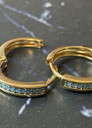 Женские серьги-кольца xuping (конго) позолоченные 18к с камнями позолота бархатном футляре1 фото