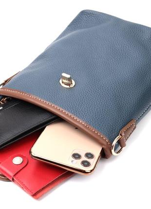 Симпатичная сумка для женщин на каждый день из натуральной кожи vintage 22346 синяя6 фото