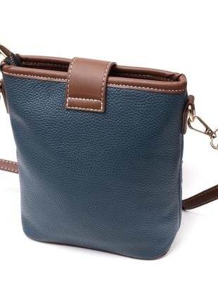 Симпатичная сумка для женщин на каждый день из натуральной кожи vintage 22346 синяя2 фото