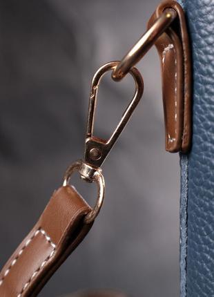 Симпатичная сумка для женщин на каждый день из натуральной кожи vintage 22346 синяя9 фото