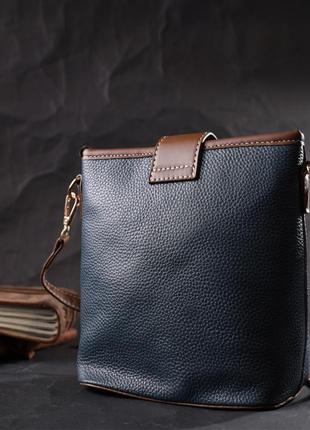 Симпатичная сумка для женщин на каждый день из натуральной кожи vintage 22346 синяя8 фото