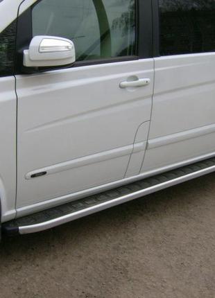 Боковые пороги альянс (2 шт, алюм) короткая/средняя базы для mercedes viano 2004-2015 гг