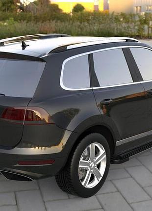 Боковые пороги allmond black (2 шт., алюминий) для volkswagen touareg 2010-2018 гг