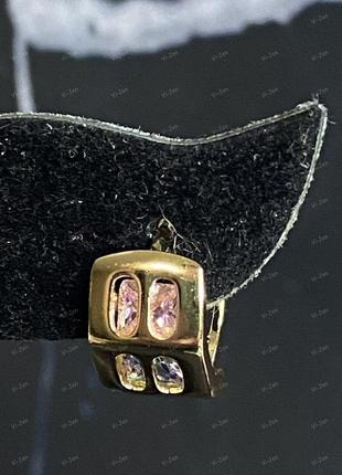 Жіночі сережки-конго (кільця) xuping позолочені з різнокольоровим камінням позолота 18к5 фото