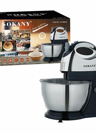 Міксер стаціонарний з чашою із нержавіючої сталі  sokany на 4 літри, 800 вт