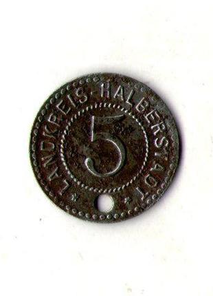 Німеччина - германия 5 пфеннингов 1917 нотгельд железо  №924