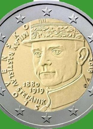 Словакия 2 евро 2019 г. 100 лет со дня смерти милана ростислава штефаника  №1226