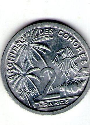 Монета французски коморские острова 2 франка 1964 год2 фото