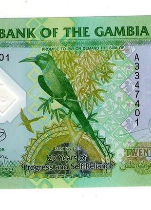 Банкнота гамбия 20 даласи пластик состояние unc