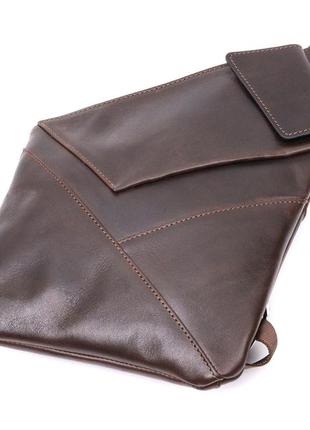 Стильная мужская сумка на плече из натуральной кожи grande pelle 11669 коричневая3 фото