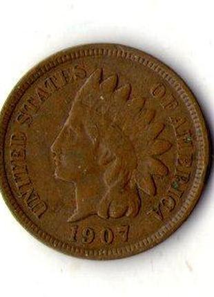 Сша 1 цент 1907 рік  indian head cent №1651