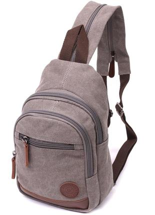 Мужская текстильная сумка через плечо с уплотненной спинкой vintagе 22173 серый