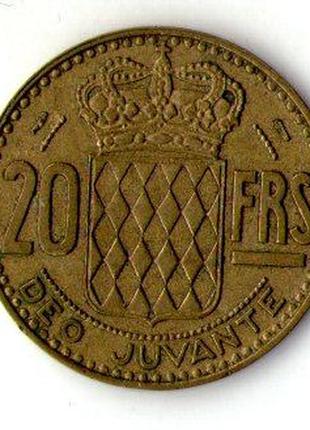 Монако 20 франков 1950 год принц ренье iii №11842 фото