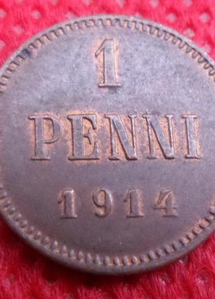 Росія монети для фінляндії 1 пенні 1914 рік микола ii no190