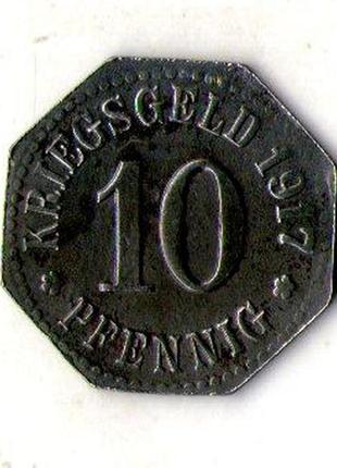 Німеччина - німеччина 10 пфенінгів 1917 нотгельд залізо no8751 фото