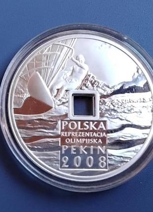 Польща - польша 10 злотих 2008 0,925 серебро 14,14 гр. ххix олимпиада в пекіні капсула пруф1 фото