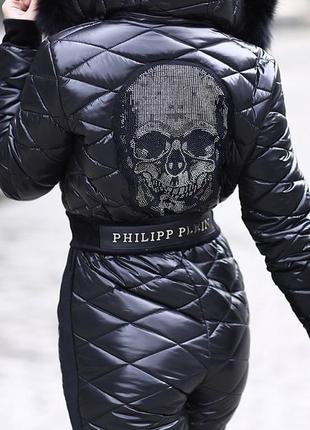 Чорний  комбінезон лижний phillip plein3 фото