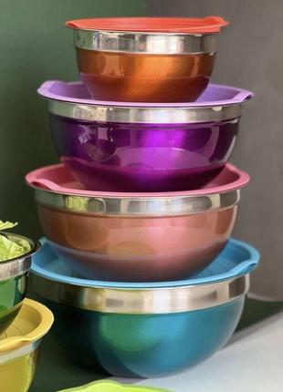 Набор ярких салатниц salad bowl 6 шт с крышками2 фото