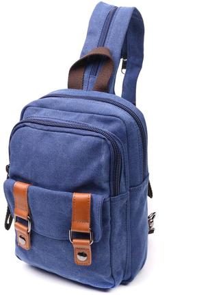 Универсальная сумка-рюкзак с двумя отделениями из плотного текстиля vintage 22165 синий