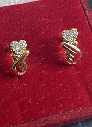 Жіночі сережки-кільця (конго) позолочені xuping позолота 18к символ любові в оксамитовому футлярі3 фото