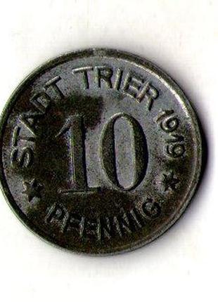 Німеччина - германия 10 пфеннингов 1919 нотгельд  железо №871
