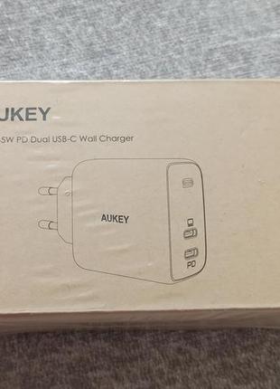 Aukey pa-b4 65w dual-port pd charger быстрая зарядка gan