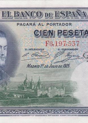 Испания 100 песет 1925 год  unc  №305