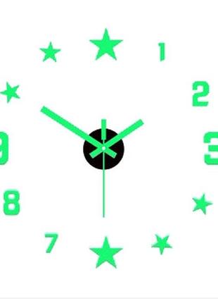 Настінний годинник світний у темряві цифри та зірки колір салатовий diy зроби сам 40 см