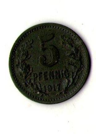 Німеччина - германия 5 пфеннингов 1917 нотгельд цинк  №915