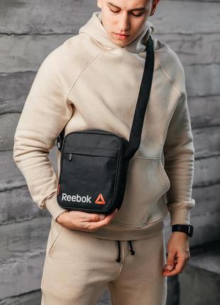 Барстека reebok, мужская сумка через плечо, текстильная барсетка на три отделения, брендовая сумка7 фото