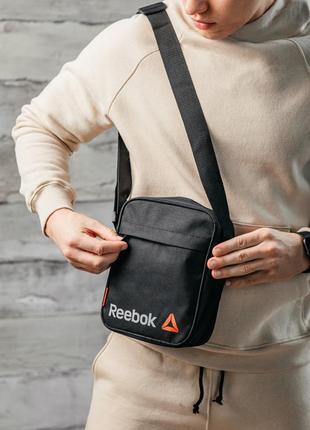 Барстека reebok, мужская сумка через плечо, текстильная барсетка на три отделения, брендовая сумка6 фото