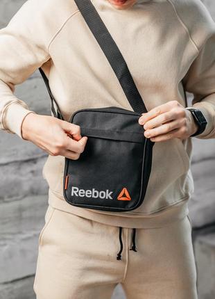 Барстека reebok, мужская сумка через плечо, текстильная барсетка на три отделения, брендовая сумка8 фото
