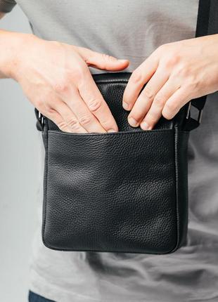 Мужская каркасная барсетка, черная сумка через плечо из натуральной кожи, классический мессенджер2 фото