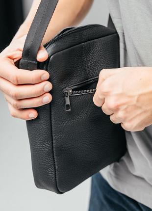 Мужская каркасная барсетка, черная сумка через плечо из натуральной кожи, классический мессенджер5 фото