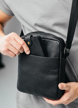 Мужская каркасная барсетка, черная сумка через плечо из натуральной кожи, классический мессенджер4 фото