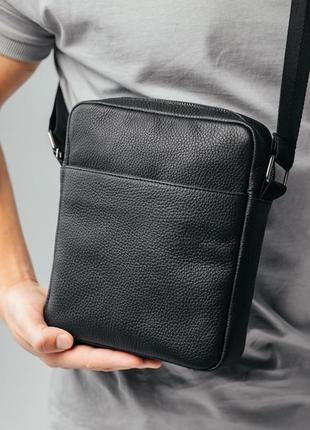 Мужская каркасная барсетка, черная сумка через плечо из натуральной кожи, классический мессенджер1 фото