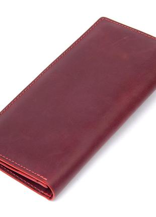 Кожаное винтажное портмоне grande pelle 11468 бордовый2 фото