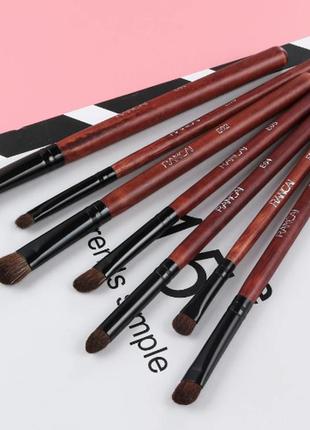 Набір натуральних пензлів (ворс поні) для нанесення та розтушовування тіней rancai, 7 штук