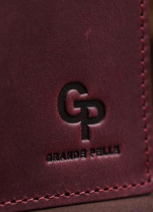 Кожаное женское матовое портмоне grande pelle 11561 бордовый9 фото